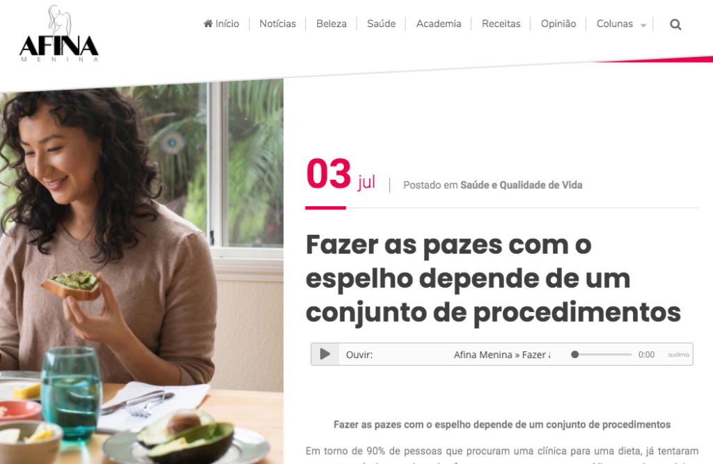 Imagem do site Afina menina