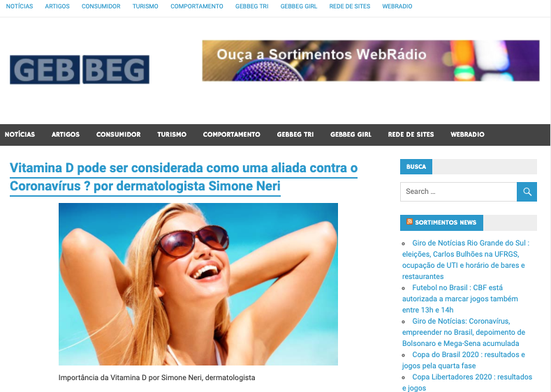 Vitamina D pode ser considerada como uma aliada contra o Coronavírus? por dermatologista Simone Neri